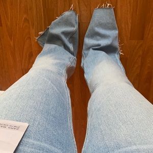 Zara Denim Distress Flare Jeans